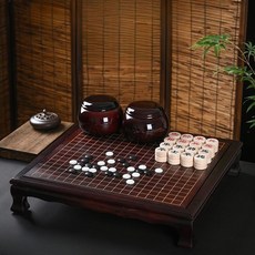 고급 바둑판 세트 원목 장기판 오목판 2in1, 호두나무 색상, 1개
