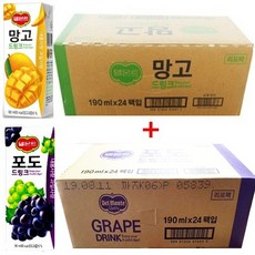 델몬트 드링크 190ml (망고x24팩) + (포도x24팩), 48팩