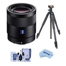 Sony Sonnar T FE 55mm F1.8 ZA E-Mount Lens - with Slik Sprint Pro III BH Travel Tripod with SBH-100 DQ All Metal Ball Head Black Cleaning Kit Micro, Microfiber Cloth, Cleaning Ki