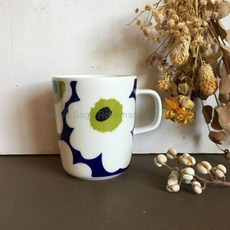 marimekko × finnair UNIKKO 머그잔 블루×화이트(그린) 마리메코 핀에어 우니코
