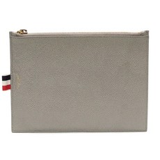 [뉴욕명품] THOM BROWNE(톰브라운) 가방 그레이 레더 삼선탭 미니 파우치