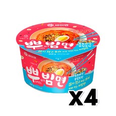 세이면 뿌빔면 뿌려먹는비빔면 큰컵라면 268g, 4개