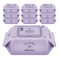 Bebeen 센시티브 영유아물티슈 캡형, 60g, 80매, 10개