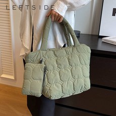 퀼팅 패딩백 보부상 구름가방 주름 뽀글이 LEFTSIDE 여성용 패딩 숄더백 2023 패션 디자이너 소프트 트렌드 겨울 핸드백 및 지갑 Y2k
