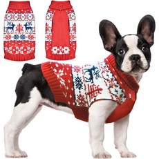 애견 크리스마스 스웨터 부드러운 따뜻한 가을 겨울 터틀넥 니트 강아지 옷 귀여운 순록 못생긴 Xmas 도기 스웨트 셔츠 소형 중형 대형견용 애완동물 캣츠 보이걸레드L, X-Small, Red, 1개, 1개