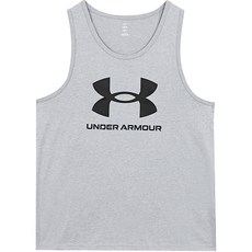 언더아머 민소매 나시티 UA SportStyle Logo Tank 그레이-블랙 로고