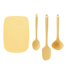 퍼기 실리콘 조리도구 4종SET 멀티스푼+스파츌라(대)+도마+국자, 버터옐로우, 세트, 1개