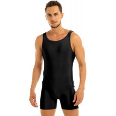 YiZYiF 남성용 짧은 탱크 바디 슈트 운동 댄스 Biketard Unitards 민소매 레오타드 블랙 X-Large