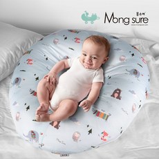 몽슈레 아기 역류방지쿠션 겸 수유쿠션 커버 분리형 디자인 마이크로화이바 향균효과, 아이보리(면)