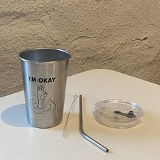 아이스 아이스 아메리카노 컵 뚜껑 빨대 컵 남녀 가정용, okey 세트, 1개