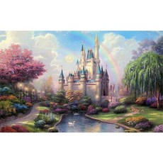 케이엠엘리 3D 보석십자수 DIY 세트 디즈니성 60 x 40 cm, 혼합 색상, 3세트
