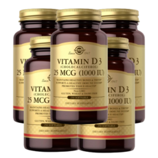  Solgar 비타민 D3 (콜레칼시페롤) 25 mcg (1000 IU) 250 소프트젤 5 SET 