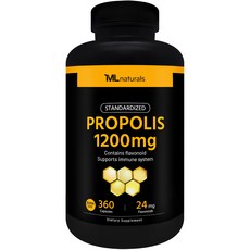 [미국빠른직구] 신제품 마이라이프 내추럴스 표준화된 프로폴리스 1200mg (플라보노이드 24mg) (수퍼사이즈), 360정, 1개