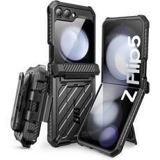 SUPCASE for Samsung Galaxy Z Flip 5 케이스 스탠드벨트클립유니콘 비틀프로 힌지보호 전면보호대 듀얼레이어 투박한 갤럭시 블랙