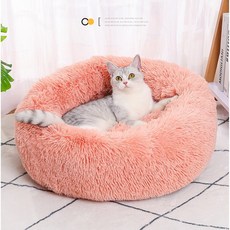 보유샵 강아지 고양이 애견 방석 침대 쿠션 롱퍼 극세사, 인디핑크, 1개, 도넛A