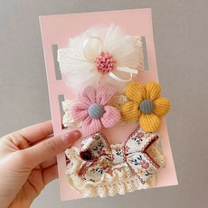 여아용 아기 머리띠 세트 여아 아기용 부드러운 공주 헤어 액세서리 선물 편안한 디자인 패션, 11핑크옐로우 꽃 머리띠 3종세트OPP백