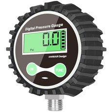 Uharbour 디지털 가스 압력 게이지 0.6cm(1/4인치) NPT 하단 커넥터 및 고무 프로텍터 0-250psi 정확도 1% .F.S., 하단 마운트, 1개