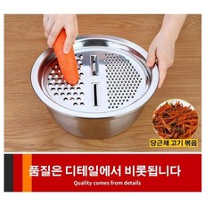 3in1 스텐 만능강판 주방 채반 채칼 채볼 믹싱볼 똑순이쿡 채썰기 세트, 1개, 24cm