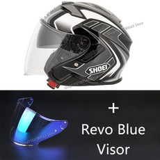 오토바이 헬멧 초경량 바이크 오픈 페이스 J-CRUISE II AGLERO TC-5 제트 승마 모토 크로스 레이싱, 07 Revo blue visor