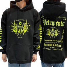 VETEMENTS [명품]논현 더팩토리 베트멍 블랙라벨 고딕 로고 레터링 네온 프린트 후드티 블랙 UA52..