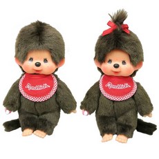 몬치치 프리미엄 스탠다드 봉제인형 S 브라운 소년 소녀 페어 세트 monchhichi