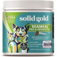 Solid Gold 고양이 파우더 소화기 건강을 위한 솔리드 골드 씨밀 프로바이오틱스 반려견 피부 코팅 장 면역 지원을 프리바이오틱스 소화 효소가 포함된 다시마 개 멀티비타민, 3.5 Ounce (Pack of 1), 1개