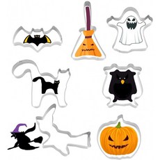 할로윈 비스킷 DIY(Owl+Bat+위저드+룸스틱+Cat+Cat+Cat+Cat+7pcs)의 할로윈 쿠키 몰드 스테인리스 스틸 쿠키 몰드 카툰 베이, 단일옵션