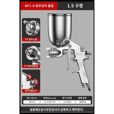 스프레이건 에어 도색 도장기 페인트 도장 페인트스프레이건, C. W71-G 상부 냄비/1.5구경+400ML, 1개