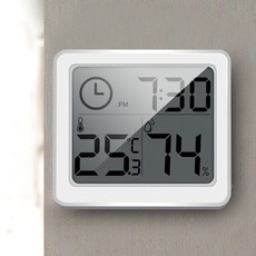 스마트 디지털시계 온습도계 실내온도계 화이트, 상세페이지 참조, 1개