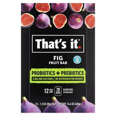 That's It 프리바이오틱 + 프로바이오틱 과일 바 무화과 12개 각 35g(1.2oz), That's It 프리바이오틱 프로바이오틱 과일 바 무, 420g