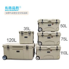 유쿠 품승 화이트 베이지 감성 캠핑 아이스박스 쿨러 보냉가방 차박 용품 차량용, 75L 사륜형