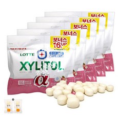 롯데 자일리톨껌 피치(리필형) x 5봉(+밀크츄 2개포함), 84g, 5봉