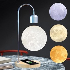 Floatidea 마그네틱 공중 부양 달 램프 10W 무선 휴대폰 충전기 변경 가능한 3가지 색상 3D 달 터치 컨트롤 공중 부양 무드 야간 조명 크리스마스 선물 웨딩 홈 오피스, Floatidea 마그네틱 공중 부양 달 램프, 10W, 1개