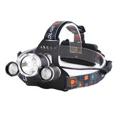 LED 헤드랜턴 3XCREE XML-T6 MAX 6000LM, 검정색, 1개