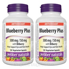 [webber naturals]웨버네추럴스 블루베리 플러스 500mg 50mg with Bilberry 120정-2병(눈건강>혈액순환을 위하여~) 캐나다 내수용, 2개, 292, 120개