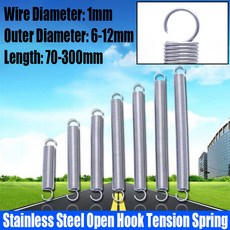 스테인레스 스틸 후크 장력 스프링 S 연장 코일 풀백 L 70 300mm 와이어 직경 304 1 개, 1x8mm 2pcs, 75mm, 2개