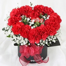 99플라워 (당일수령) 빨강 하트 카네이션 [ST-B517] 전국꽃배달서비스 어버이날 꽃 생화 꽃배달 스승의날 부모님 선생님 당일배송, 1개