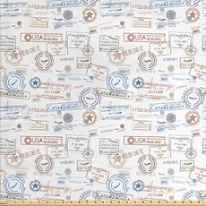 EOM Travel Fabric by The Yard 빈티지 올드 고무 스탬프 [5 Yards- Ivory Orange] - E009807K6NWPYR1, 5 Yards- Ivory Orange