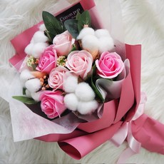 졸업식 꽃다발 목화 장미꽃 비누꽃다발, C-1 밀리아 핑크