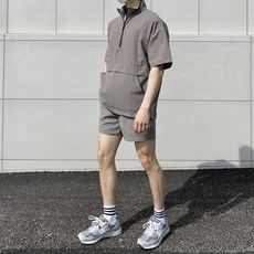 남자 봄 여름 스판 반집업 아노락 시원한 반바지 헬스복 빅사이즈 남성츄리닝