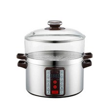 투명 찜기 대형 만두 호빵 딤섬 업소용 전기 냄비 솥, 32ADT 냄비 + 투명 찜기 + 뚜껑
