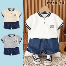 몽실이 넥포인트 투버튼 반팔 상하복