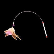 고양이낚시대 고양이장난감 블루 핑크 깃털 캣토이, 깃털+리본봉, 1개