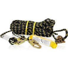 KwikSafety - 노스캐롤라이나주 샬럿 쓰나미 프리미엄 땋은 로프 수직 생명선 ANSI OSHA 그립 스냅 훅 쇼크 업소버 가을 보호선 키트 구속 시스템 루프 안전 장비, 150 FT ($0.99/FT), 1 Pack, 1개