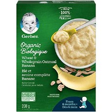 (캐나다 직송) 거버 오가닉 시리얼 208g 6개 GERBER Organic Cereal Wheat Wholegrain Oatmeal with Mango Carrot, 바나나와 오트밀