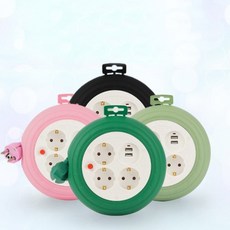 러그박스 3M USB 2포트 3구 캠핑릴선 전기릴선 코드릴, USB 3M 핑크 코드릴