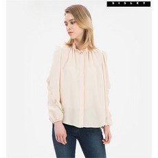 시슬리 플리츠 진주 버튼 블라우스 SAWS43861 IV