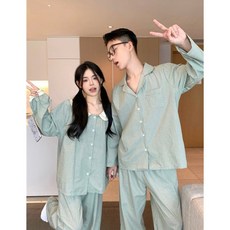 커플 잠옷 봄가을 실내복 W00 JEY