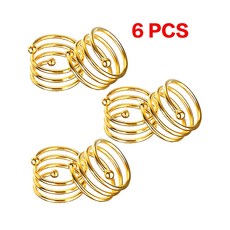6/12PCS 골드 실버 냅킨 링스 버클 웨딩 크리스마스 생신 냅킨 링은 꽃 잎 Flower Leaf Napkin Rings Serviette Buckle Gold Silver, 6 PCS-스파이럴 골드, 6개