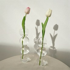 버블볼 클리어 글라스 화병 앰버 컬러 꽃병 카페 펜션 장식 소품, 투명 라지 3구